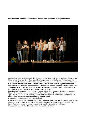 Eine Malscher Tradition geht in die 11. Runde. Poetry-Slam für einen guten Zweck.